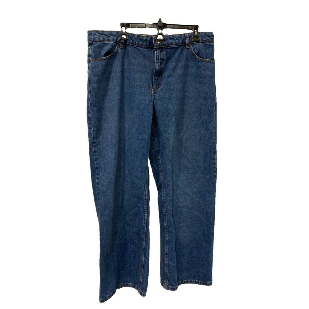 Women's Sezane Denim Wide Leg Jeans Dark Wash Blue Size FR 46/US 14-16 (38x32)